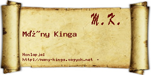 Mány Kinga névjegykártya
